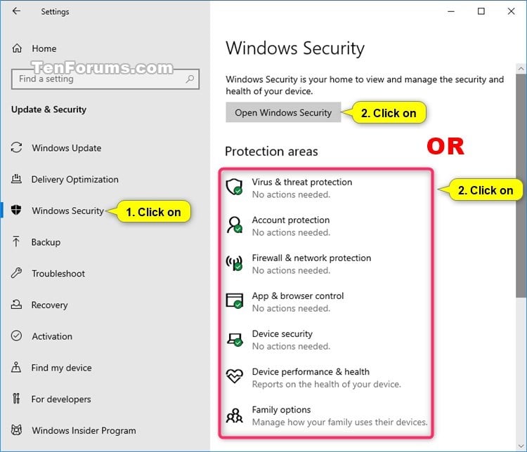 Open Windows Security in Windows 10 | Tutorials