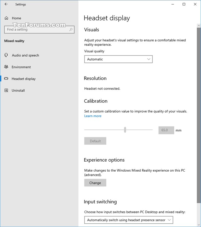 Add or Remove Mixed Reality page from Settings in Windows 10-mixed-reality_headset_display-settings.jpg