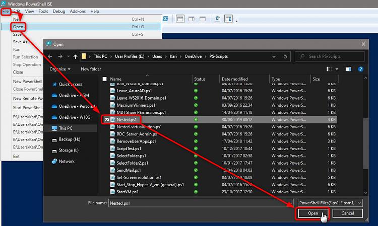 Hyper-V Nested Virtualization: Run virtual machines on virtual machine-open-ps-ise.jpg