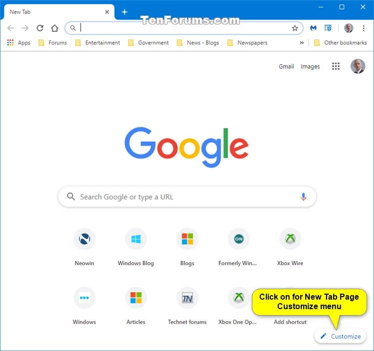 Enable or Disable Color and Theme for New Tab Page in Google Chrome-chrome_ntp_customize_menu-1.jpg