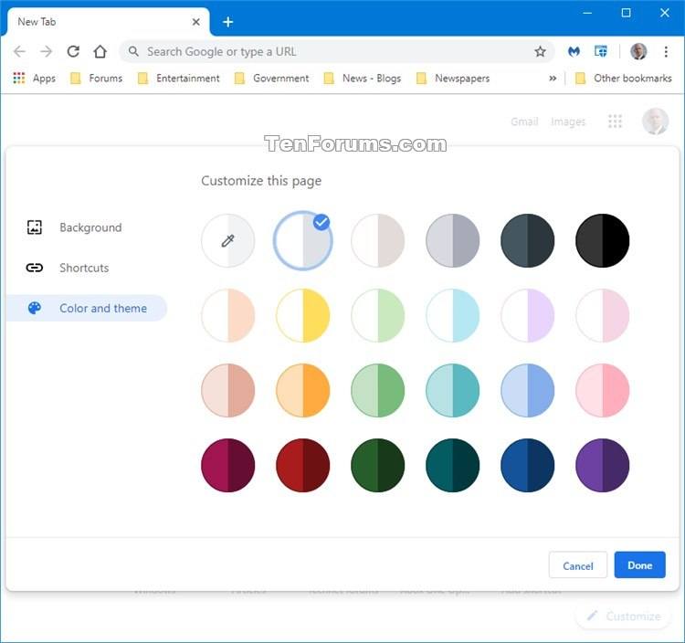 Enable or Disable Color and Theme for New Tab Page in Google Chrome-chrome_ntp_customize_menu-2.jpg