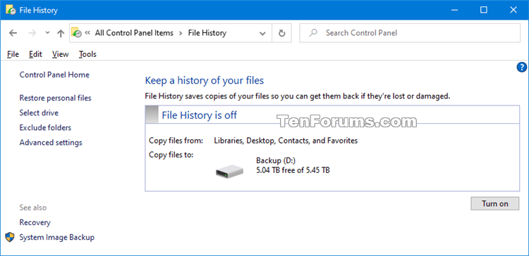 Create File History shortcut in Windows 10-file_history.png