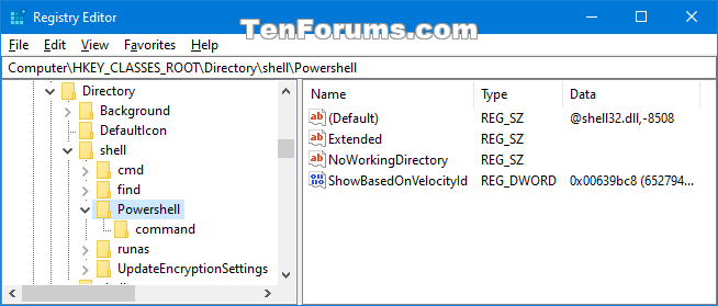 Open PowerShell window here context menu - Add in Windows 10-regedit-1.png