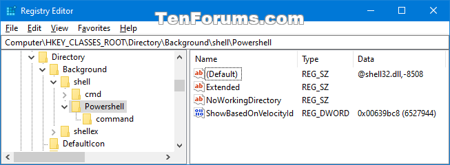 Open PowerShell window here context menu - Add in Windows 10-regedit-2.png