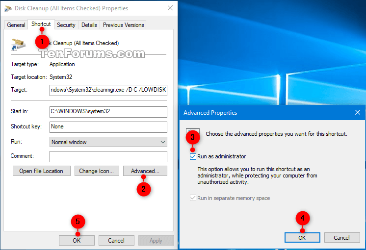 Create Disk Cleanup All Items Checked Shortcut in Windows 10-disk_cleanup_set_run_as_administrator.png