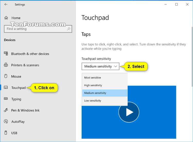 adjust touchpad sensitivity windows 8