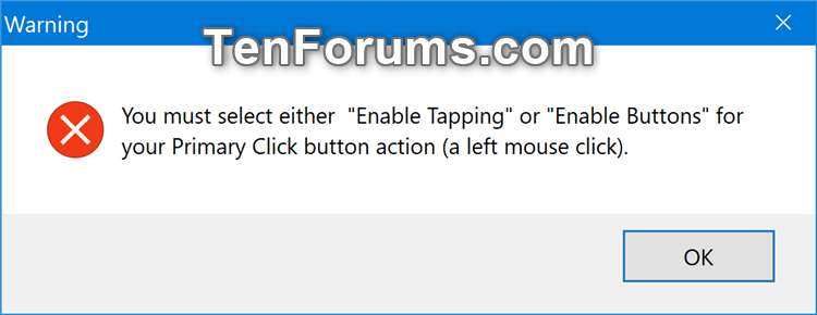 Enable or Disable Touchpad Tapping and Tap to Click in Windows 10-warning-1.png