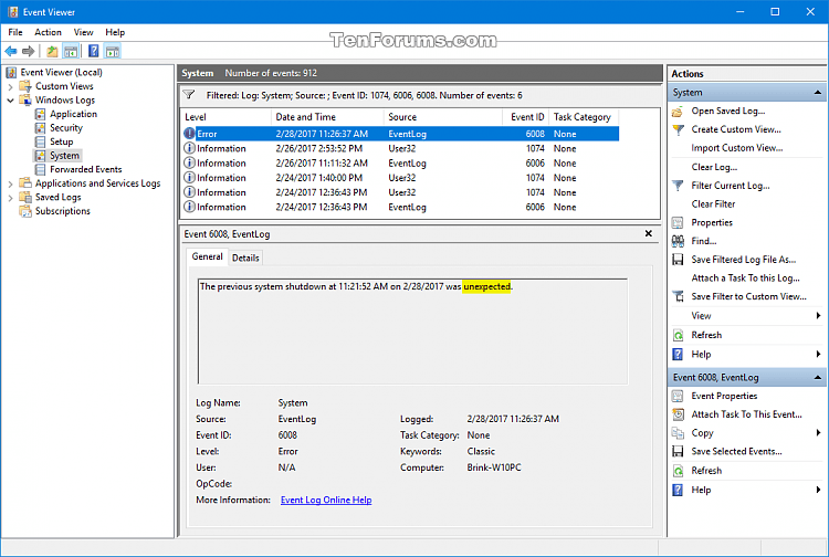 Read Shutdown Logs in Event Viewer in Windows-event_id_6008.png