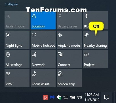 Turn On or Off Nearby Sharing in Windows 10-turn_off_nearby_sharing_action_center.jpg