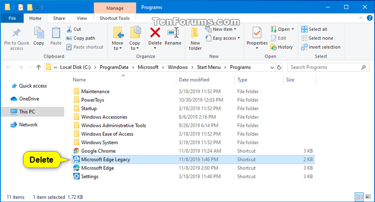 Enable Microsoft Edge Side by Side browser experience in Windows 10-delete_microsoft_edge_legacy_shortcut.png