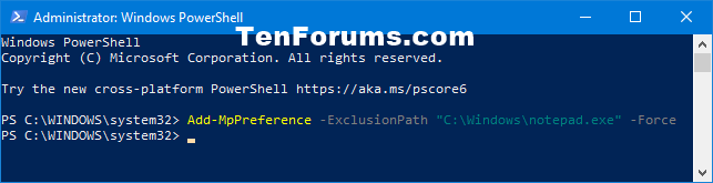 Add or Remove Microsoft Defender Antivirus Exclusions in Windows 10-add_windows_defender_file_exclusion_powershell.png