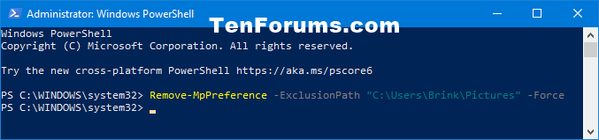 Add or Remove Microsoft Defender Antivirus Exclusions in Windows 10-remove_windows_defender_folder_exclusion_powershell.png