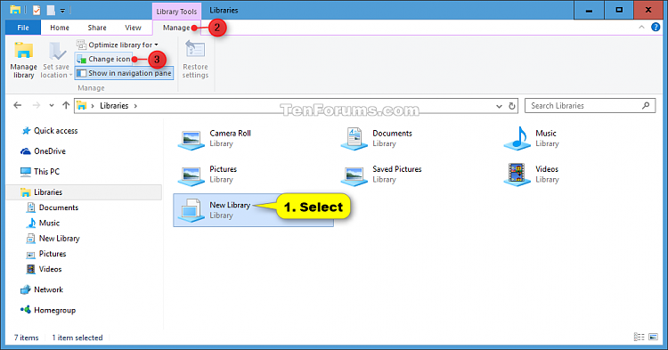 Change Library Icon in Windows 10-change_new_library_icon_ribbon-1.png