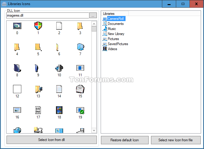 change default icons in windows 10