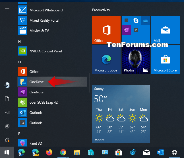 Add or Remove OneDrive from Navigation Pane in Windows 10-onedrive_start_menu.png