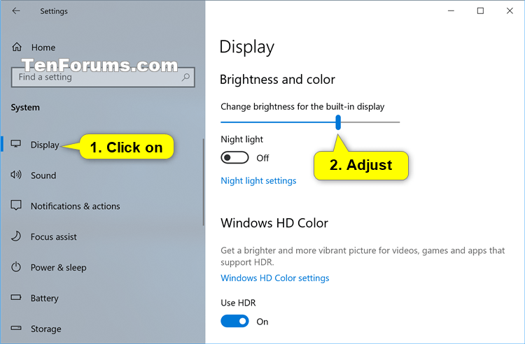 Adjust Screen Brightness in Windows 10 | Tutorials