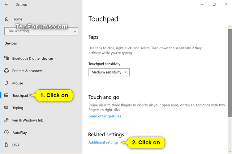 how to disable touchpad gestures windows 10