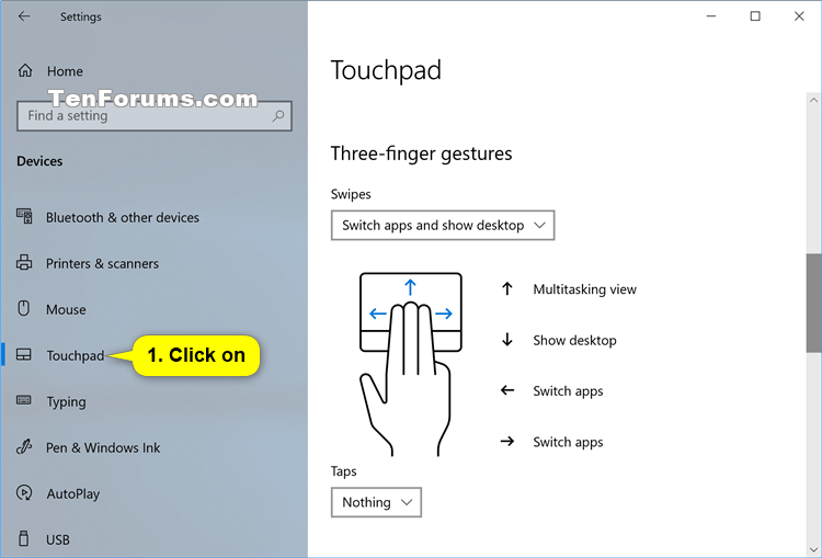 how to enable touchpad gestures on dell system running windows 10