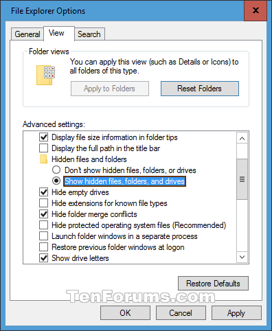 hidden files windows 10