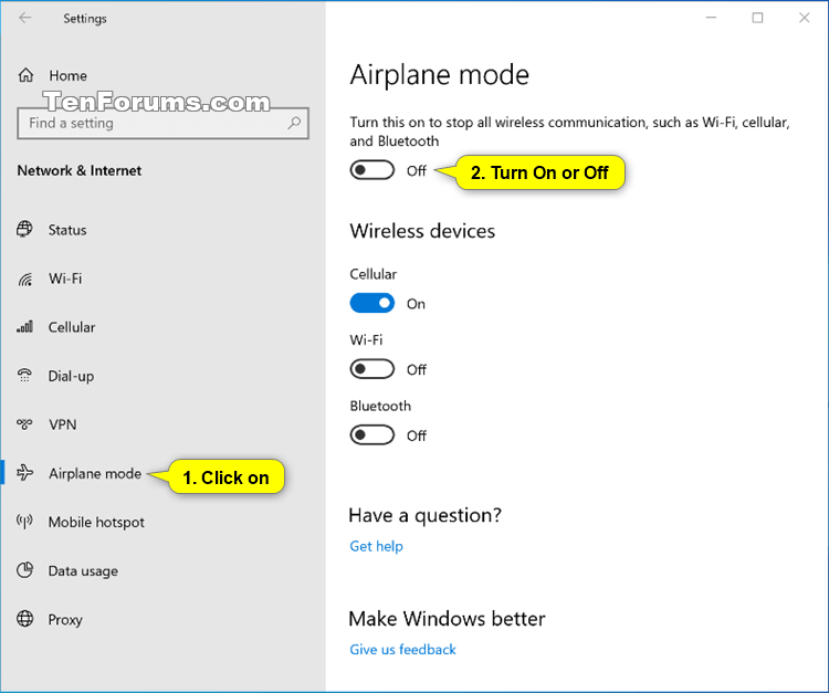 how to airplane mode on pc