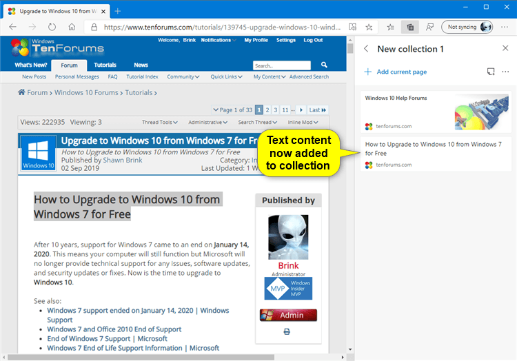 Add Image and Text Content to Collection in Microsoft Edge Chromium-microsoft_edge_add_text_to_collection-2.png
