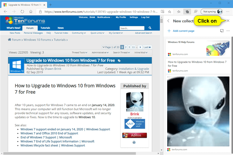 Add Image and Text Content to Collection in Microsoft Edge Chromium-microsoft_edge_close_collections_pane.png