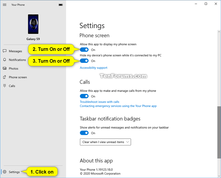 Turn On or Off Mirror Phone Screen in Your Phone app on Windows 10-your_phone-phone_screen-1.png