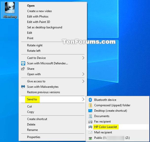 lip Lil schipper How to Add Printer to Send To Context Menu in Windows 10 | Tutorials