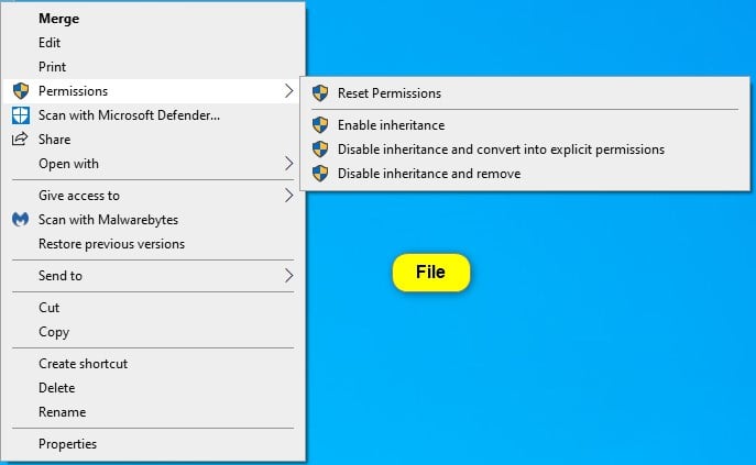 permissions reset permissions reset