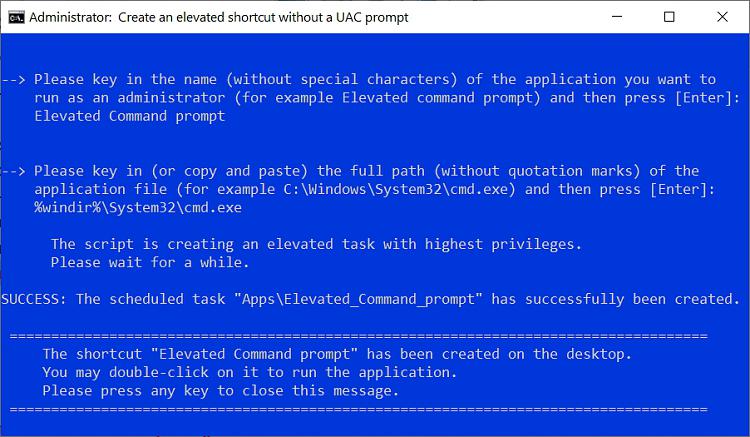 Create Elevated Shortcut without UAC prompt in Windows 10-elevated_shortcut_script.jpg