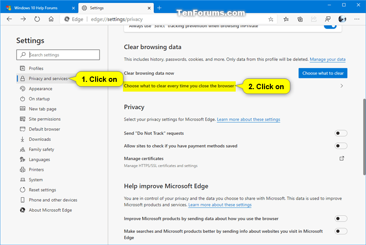microsoft edge download history clear