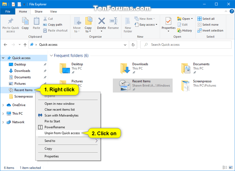 How to Pin Recent Items to Quick Access in Windows 10-unpin_recent_items_from_quick_access-2.png