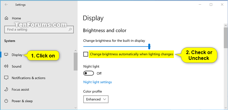 Enable or Disable Adaptive Brightness in Windows 10 | Tutorials