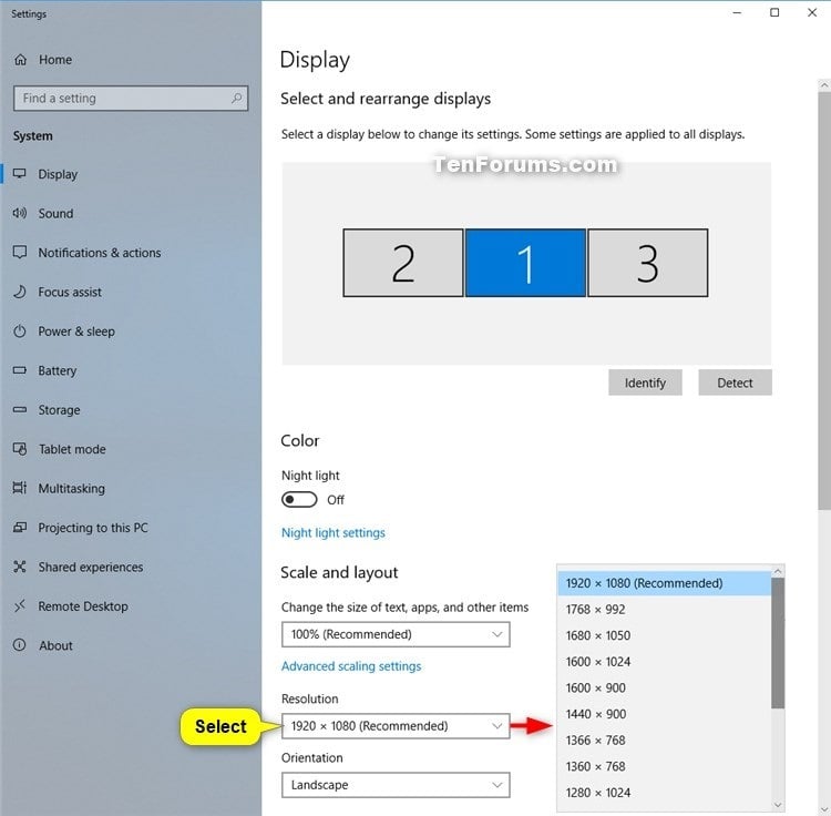 Change Screen Resolution Of Display In Windows 10 Tutorials