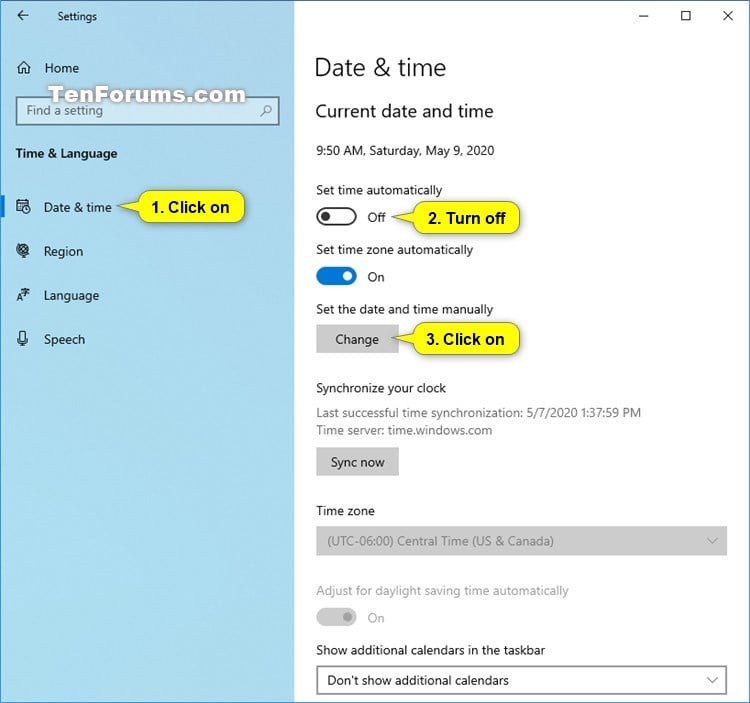 how to change local time in windows 10