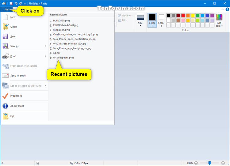 How to Clear Recent Pictures in Paint (mspaint) app in Windows 10-paint_recent_pictures.png