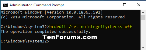 How to Enable or Disable Driver Signature Enforcement in Windows 10-nointegritychecks_off.png