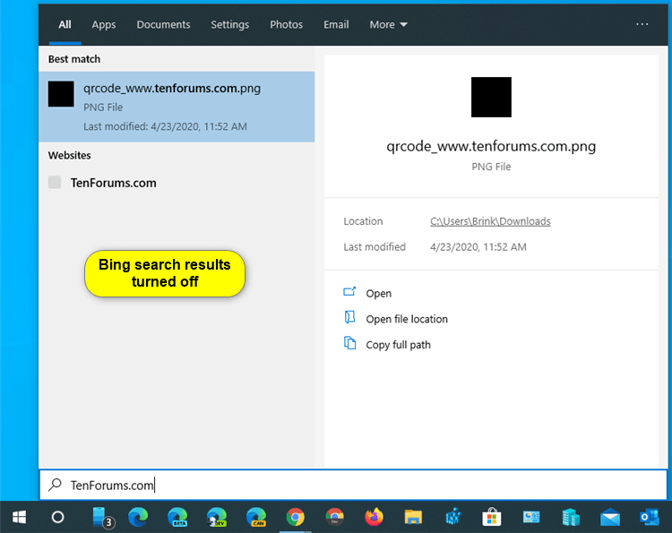 Turn On or Off Search online and include web results in Windows 10-bing_search_results-off.png