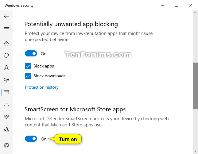 Turn On Or Off Smartscreen For Microsoft Store Apps In Windows 10