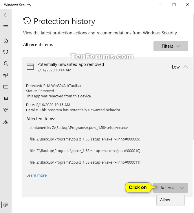 View Protection History of Microsoft Defender Antivirus in Windows 10-windows_security_protection_history-5.png
