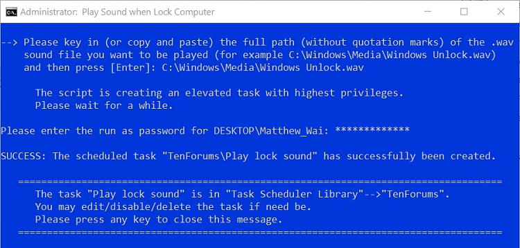 How to Play Sound when Lock Computer in Windows-success.jpg