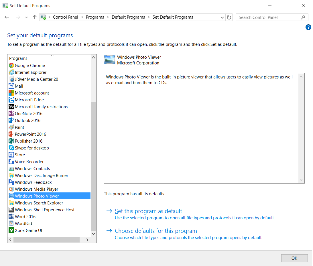 uninstall windows photo viewer windows 10
