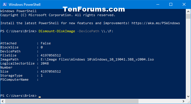 Mount or Unmount ISO and IMG file in Windows 10-unmount_iso_by_drive_letter_powershell.png
