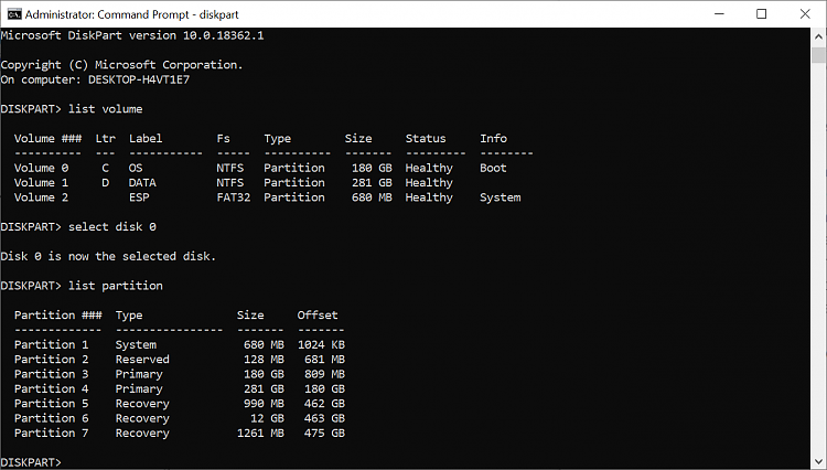 Download Windows 10 ISO File-20200802-result-cmd-diskpart-list-volume-partition.png