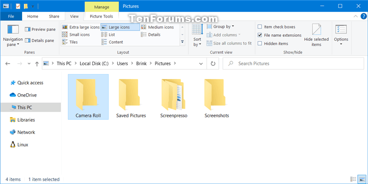 Change or Restore Default Location of Camera Roll Folder in Windows 10 |  Tutorials