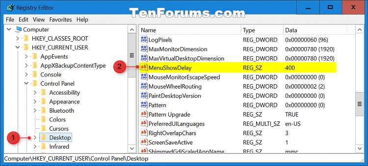 Change Menu Show Delay Time in Windows 10-menushowdelay-1.png