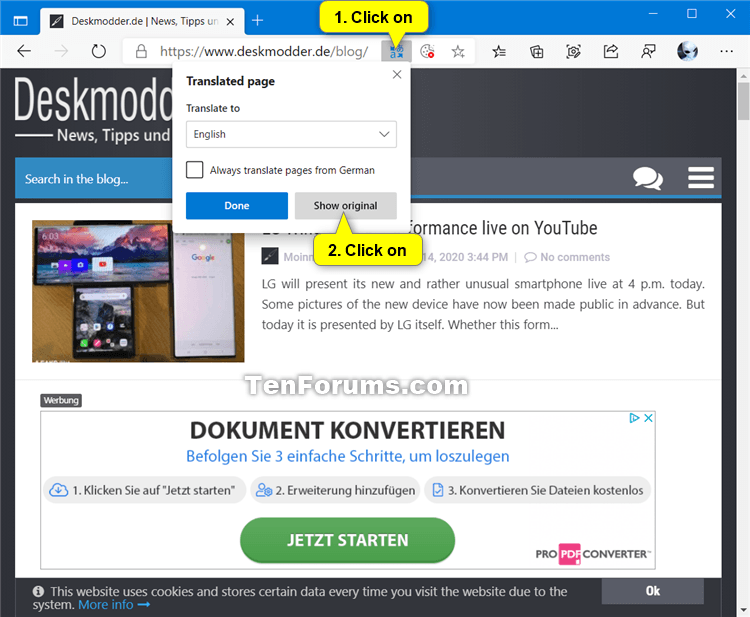 How To Translate Page Or Section Of Page In Microsoft Edge