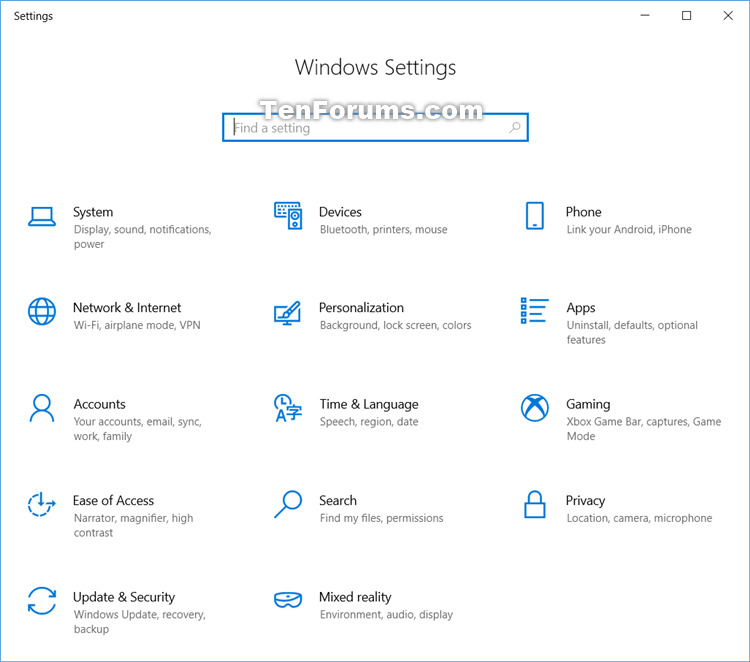 How to Reset Settings App in Windows 10-settings.png