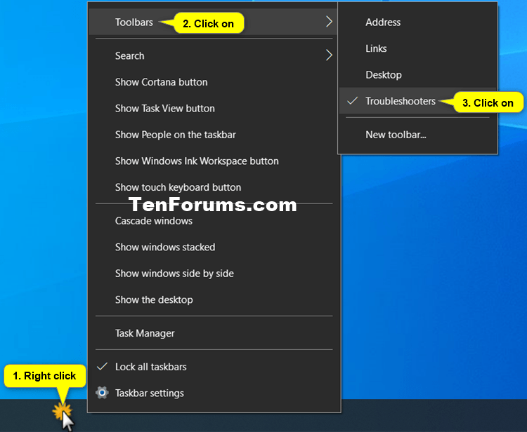 How to Add or Remove Troubleshooters Toolbar on Taskbar in Windows 10-remove_troubleshooters_toolbar.png