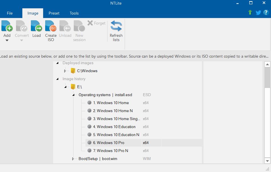 the location of the .iso image of windows 10 on my computer